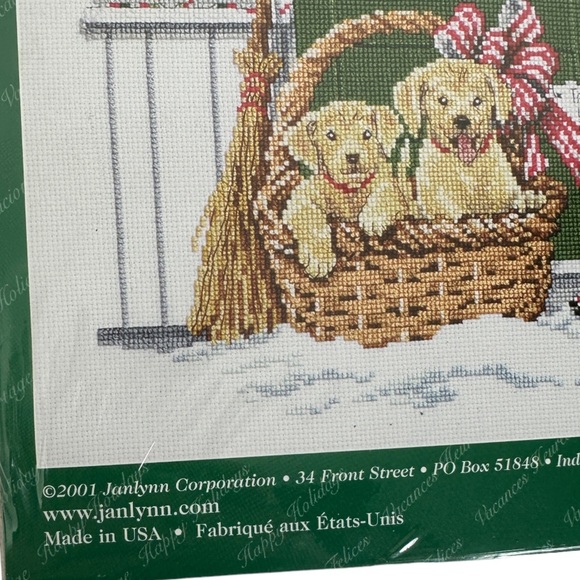 NWT Vintage 2001 Janlynn Welcome Puppies Counted Cross Stitch Kit 13" by 16" New - Picture 4 of 9